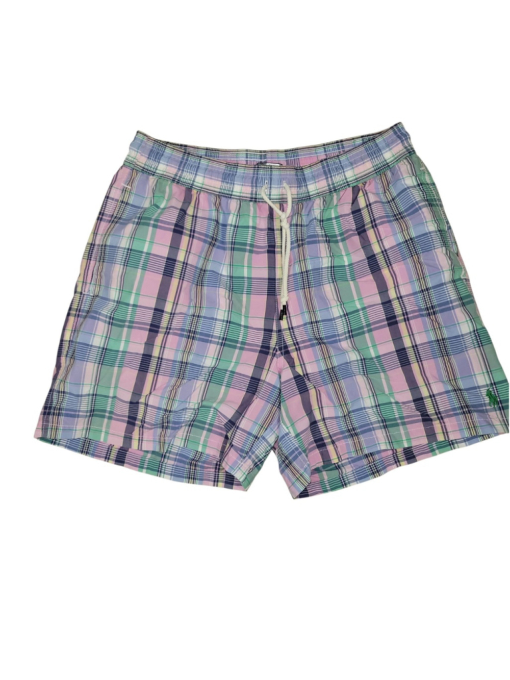 Polo Ralph Lauren Men's Plaid Madras Lined Cotton Swimming Shorts Large Inseam 6